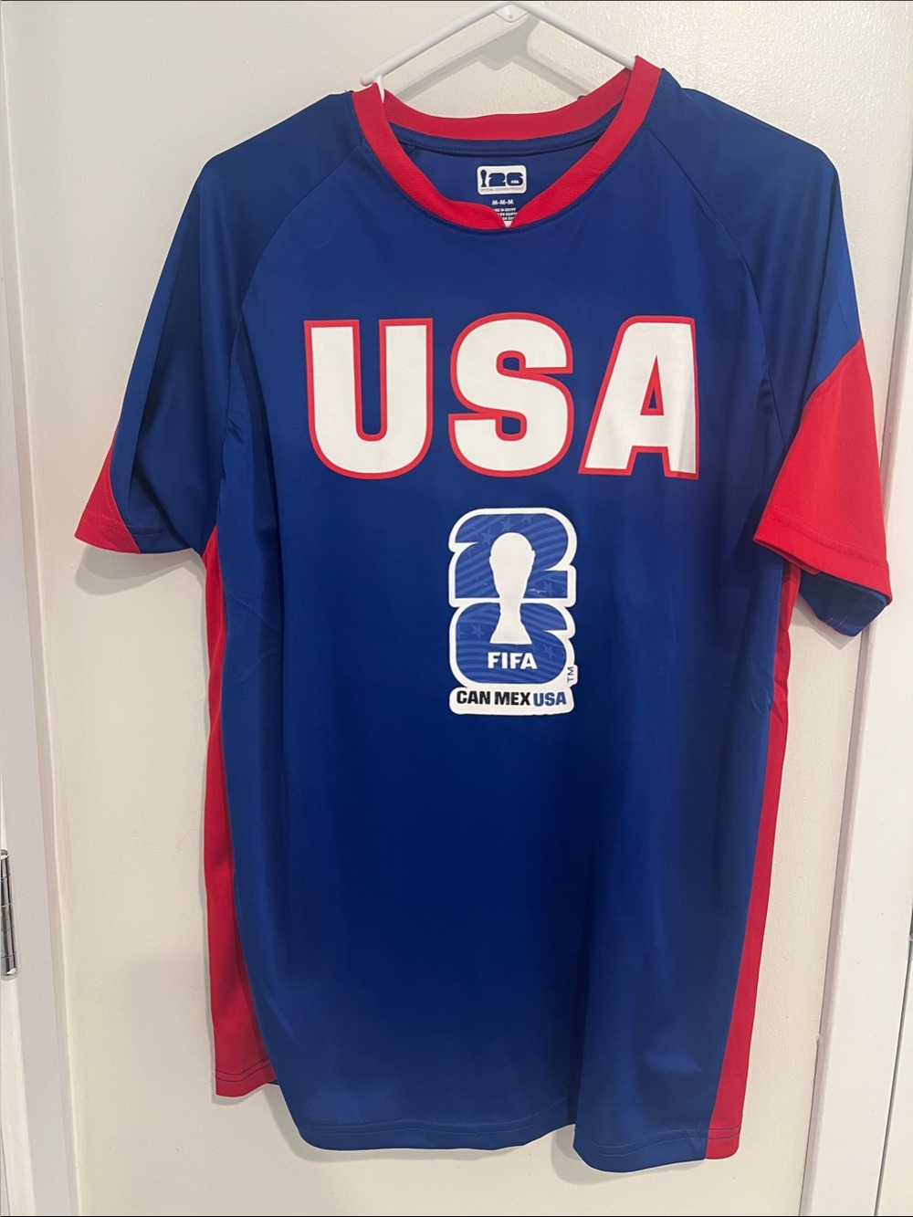 USA Men's Short Sleeve Blue & Red Soccer Tee